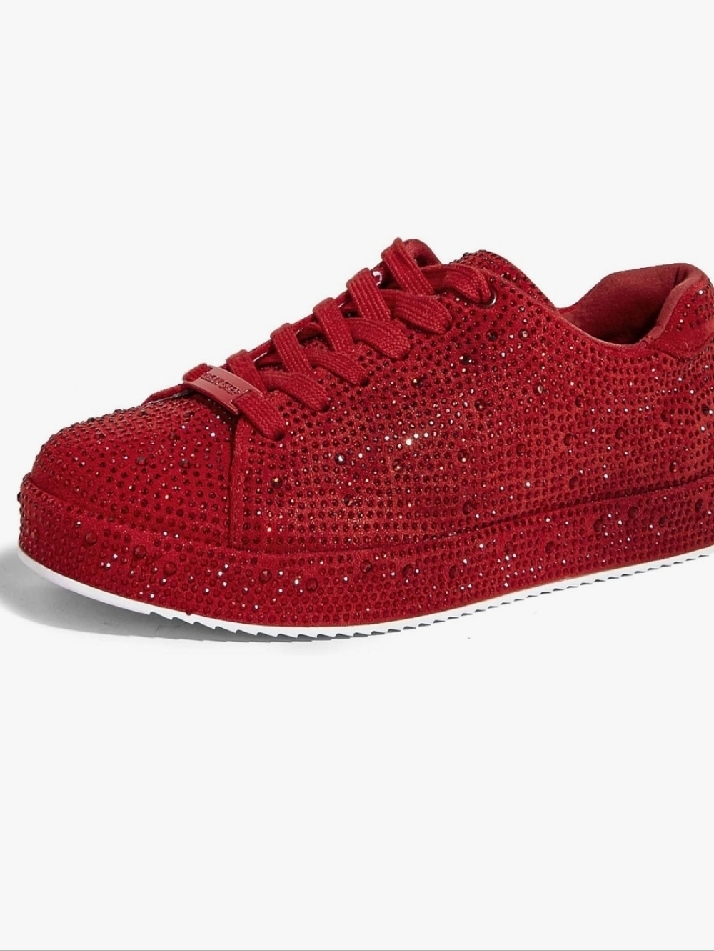 Womens Red Rhinestone Sneakers